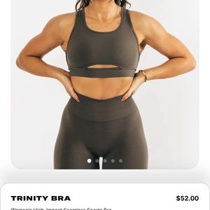 brown Alphalete trinity sports bra, size medium, open strappy back